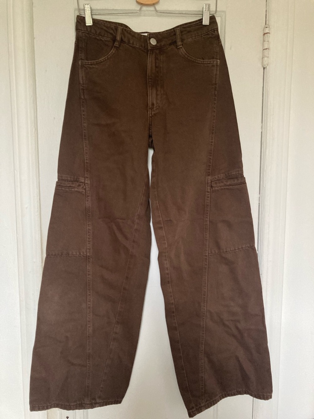 Zara Brown Wide-Leg Utility Pants